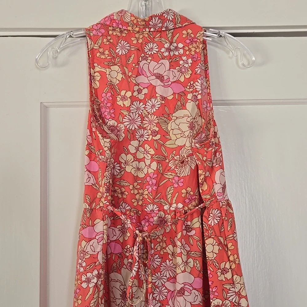 BOG Collective Floral Sleeveless Prairie Style Dress Salmon Pink Size S - Picture 3 of 8